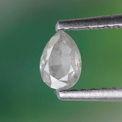 0.20 CT Pear Shape Salt and Pepper Diamond, Natural Misty White Earth Mined Loose Diamond For Earring