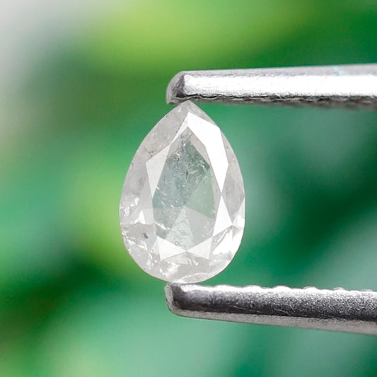 0.20 CT Pear Shape Salt and Pepper Diamond, Natural Misty White Earth Mined Loose Diamond For Earring