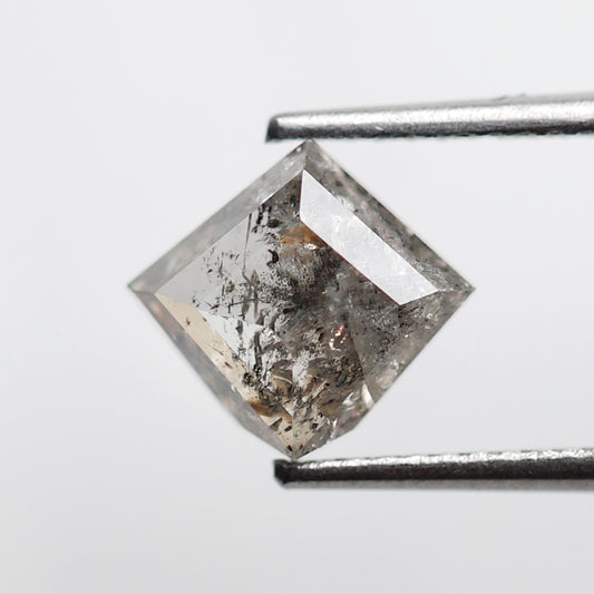 1.87 CT Geometric cut Loose Salt and Pepper Diamond, Natural Gray Black Earth Mined Diamond For Custom Pendant