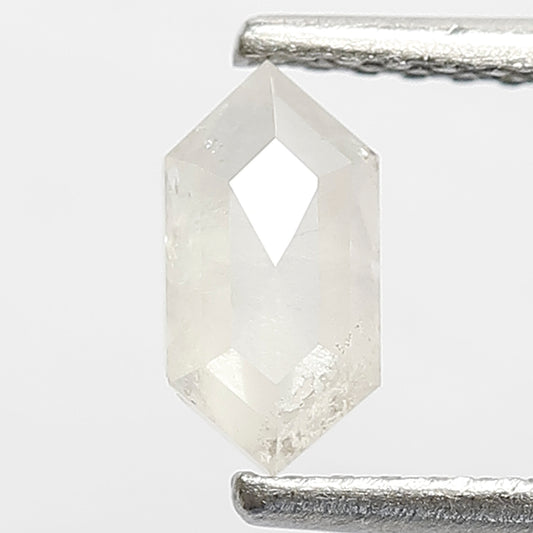 0.51 CT Long Elongated Hexagon Shape Diamond 6.9 x 3.6 x 2.2 MM Misty White Color Diamond Earth Mined Salt and Pepper Diamond Proposal Ring