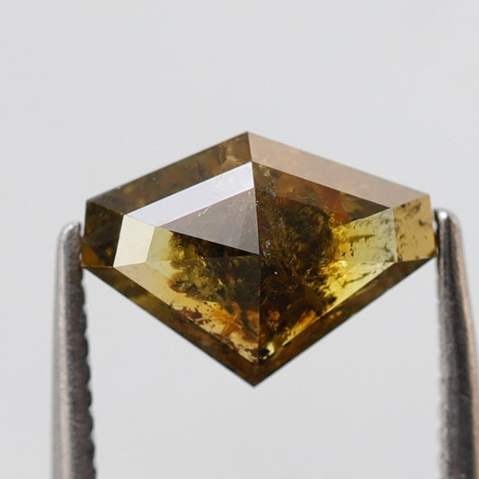 1.44 Ct Geometric Cut Rustic Diamond, Natural Greenish Yellow Loose Diamond, Conflict Free Stone for Custom Pendant Jewelry