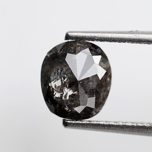 Natural 0.97 Carat Oval Shape Blackish Gray Diamond, 7.10 mm Salt and Pepper Loose Earth Mined Diamond for Ring and Jewelry