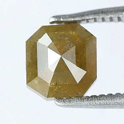 Square Emerald Cut Rustic Fancy Greenish Color Diamond 6 mm 1.14 Carat