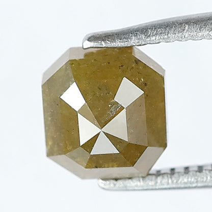 Square Emerald Cut Rustic Fancy Greenish Color Diamond 6 mm 1.14 Carat