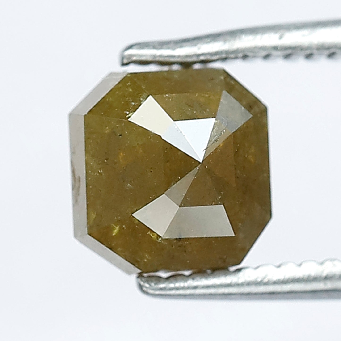 Square Emerald Cut Rustic Fancy Greenish Color Diamond 6 mm 1.14 Carat