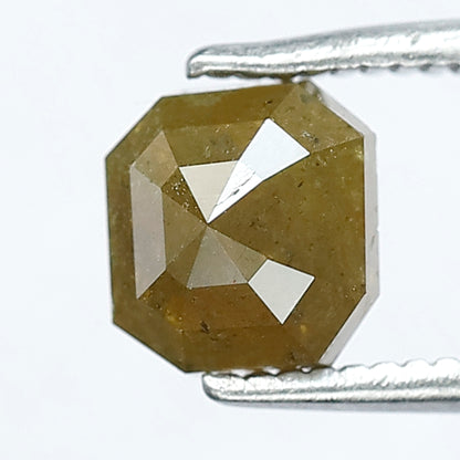 Square Emerald Cut Rustic Fancy Greenish Color Diamond 6 mm 1.14 Carat
