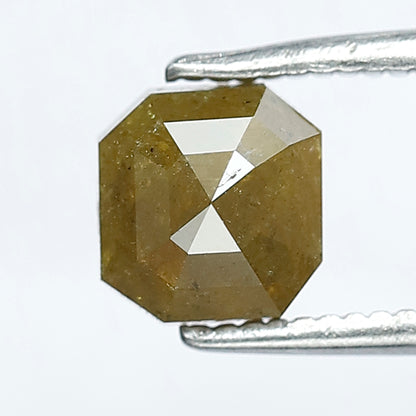Square Emerald Cut Rustic Fancy Greenish Color Diamond 6 mm 1.14 Carat