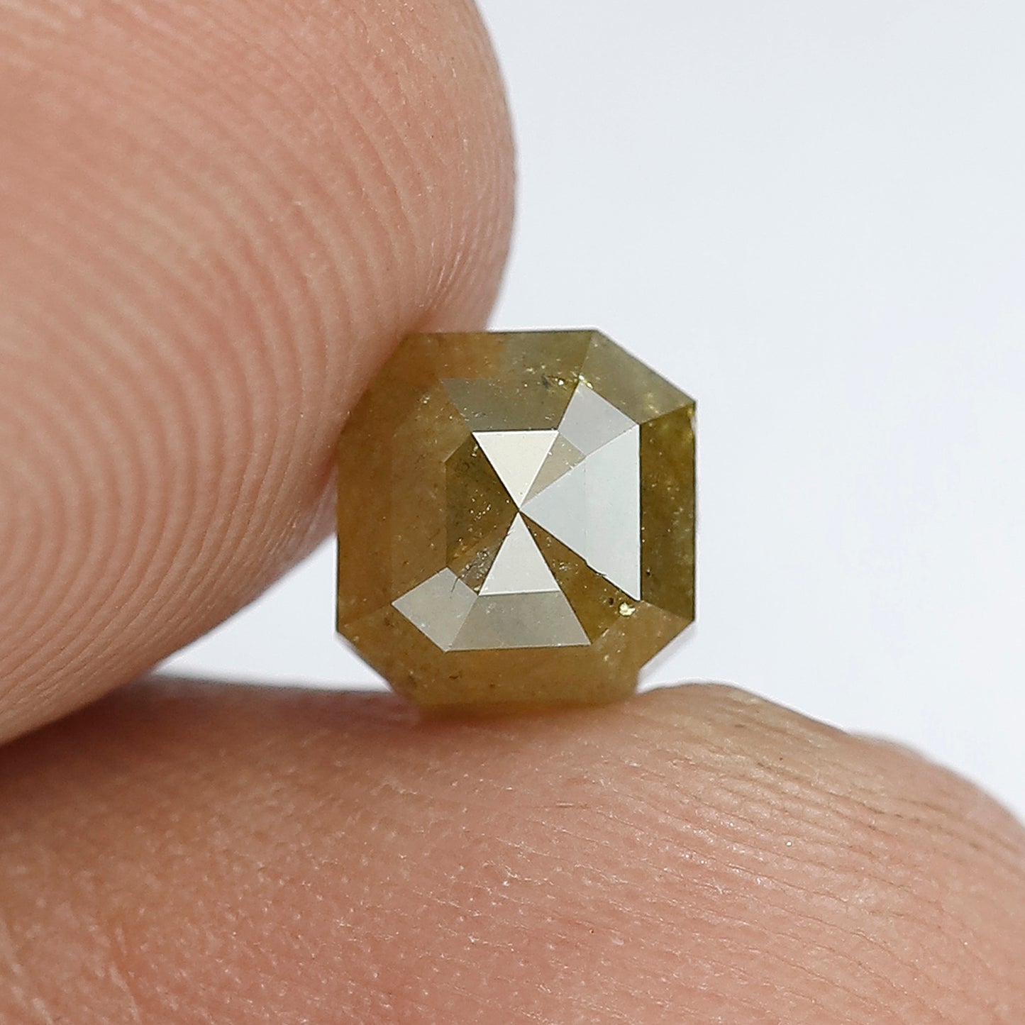 Square Emerald Cut Rustic Fancy Greenish Color Diamond 6 mm 1.14 Carat