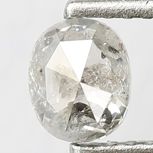0.52 CT Natural Translucent Grey Black Color Diamond 5.2 MM Oval Shape Diamond Conflict Free Salt and Pepper Diamond