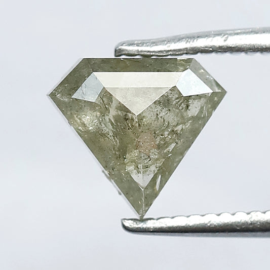1.11 CT Geometric Pentagon Shape Salt and Pepper Fancy Cut Loose Rustic Diamond Green Color