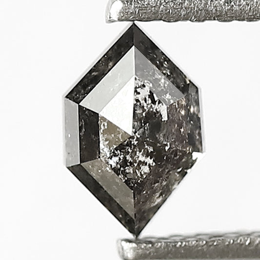 0.54 CT Natural Grey Black Color Diamond Unique Hexagon Shape Diamond 6.5 MM Salt and Pepper Diamond Handmade Bespoke Jewelry