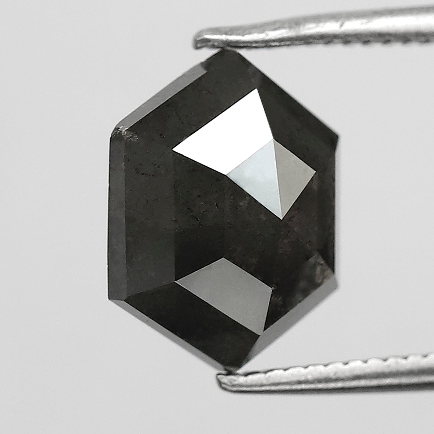 3.26 CT Hexagon Shape Salt and Pepper Diamond 10 MM Loose Natural Grey Black Color Diamond wedding ring