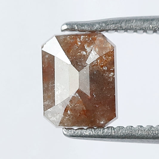 Fancy Dark Reddish Color Emerald Shape Rustic Diamond 0.89 Carat