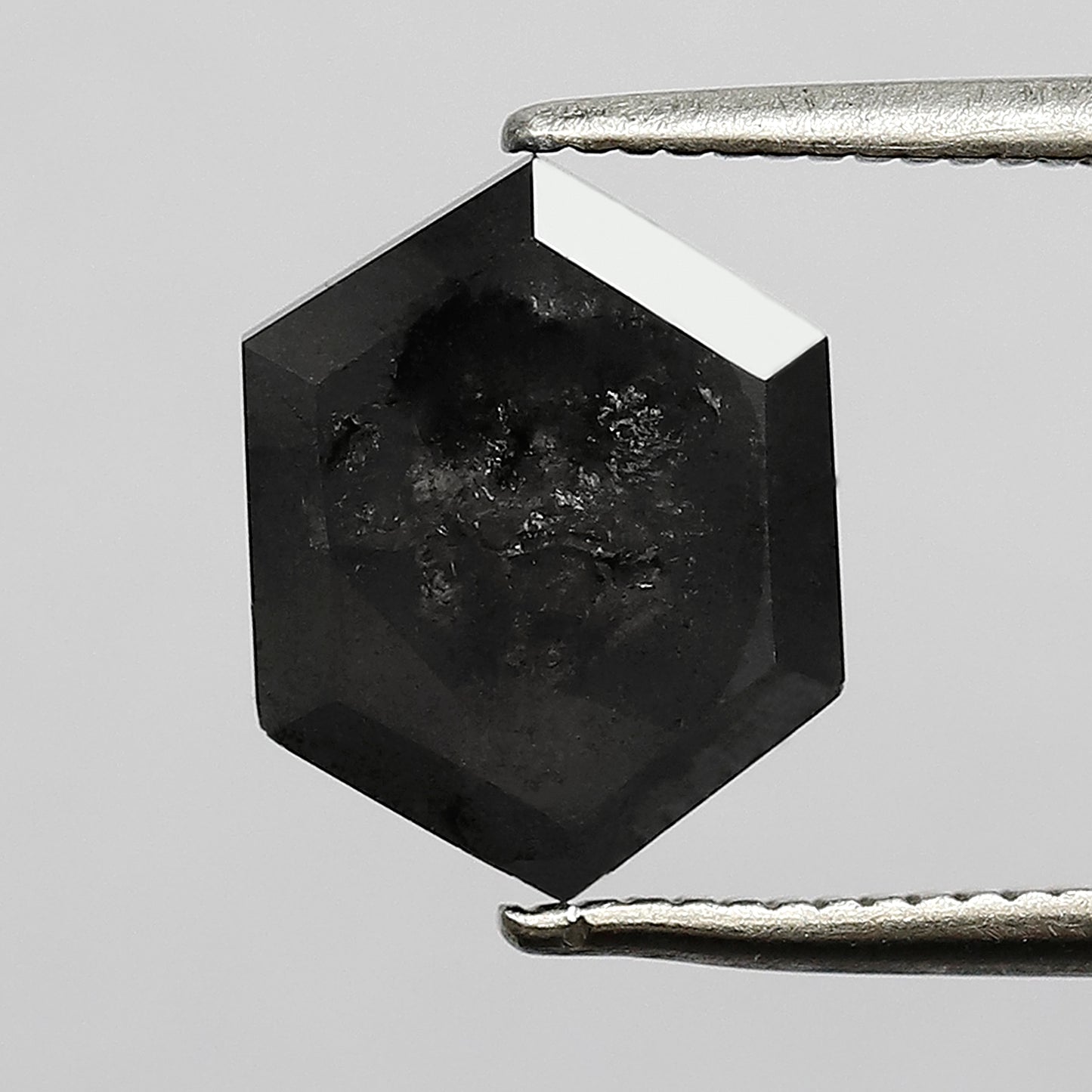 3.26 CT Hexagon Shape Salt and Pepper Diamond 10 MM Loose Natural Grey Black Color Diamond wedding ring