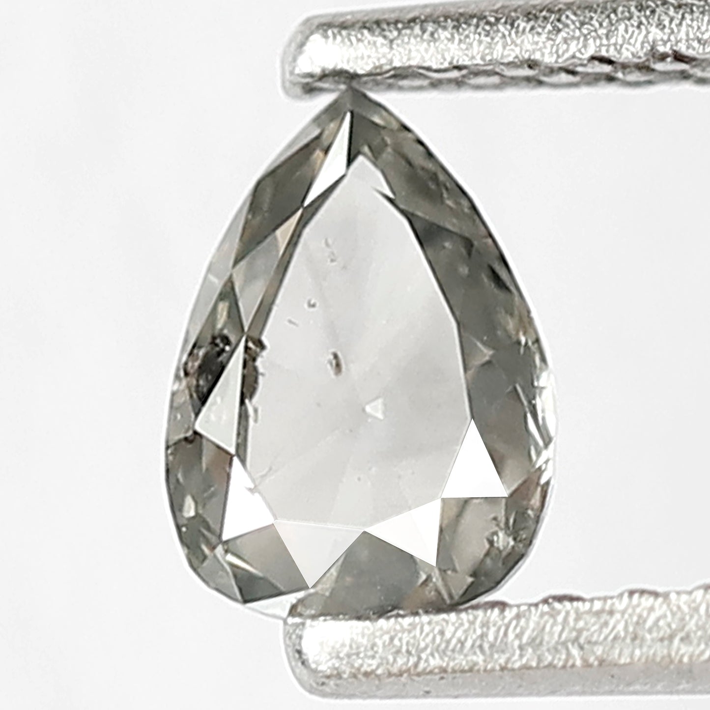 0.38 CT Pear Shape Diamond Natural Translucent Grey Black Color Diamond 5.8 x 4.2 x 2 MM Conflict Free Salt and Pepper Diamond Wedding Ring