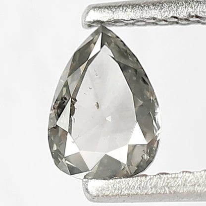0.38 CT Pear Shape Diamond Natural Translucent Grey Black Color Diamond 5.8 x 4.2 x 2 MM Conflict Free Salt and Pepper Diamond Wedding Ring
