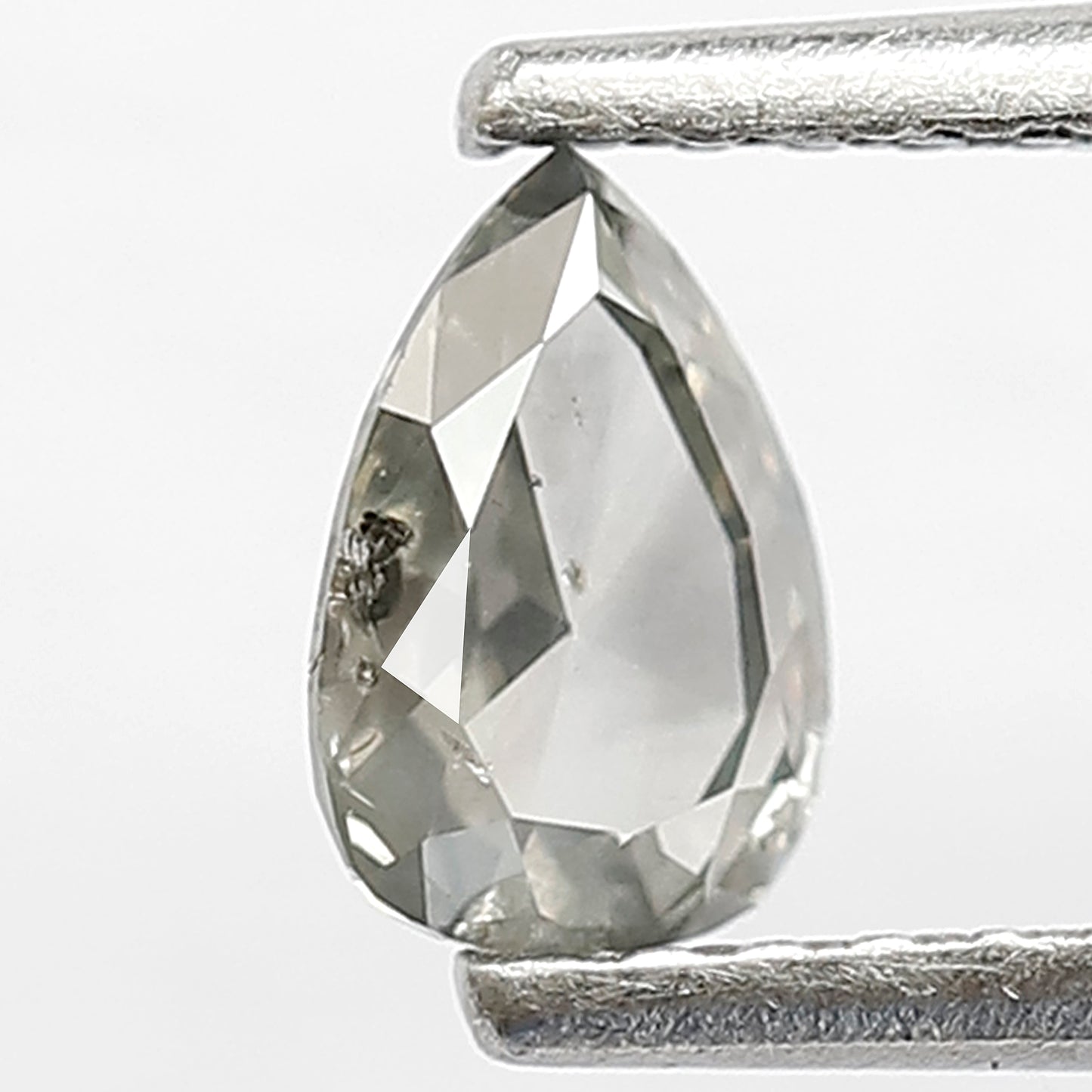 0.38 CT Pear Shape Diamond Natural Translucent Grey Black Color Diamond 5.8 x 4.2 x 2 MM Conflict Free Salt and Pepper Diamond Wedding Ring