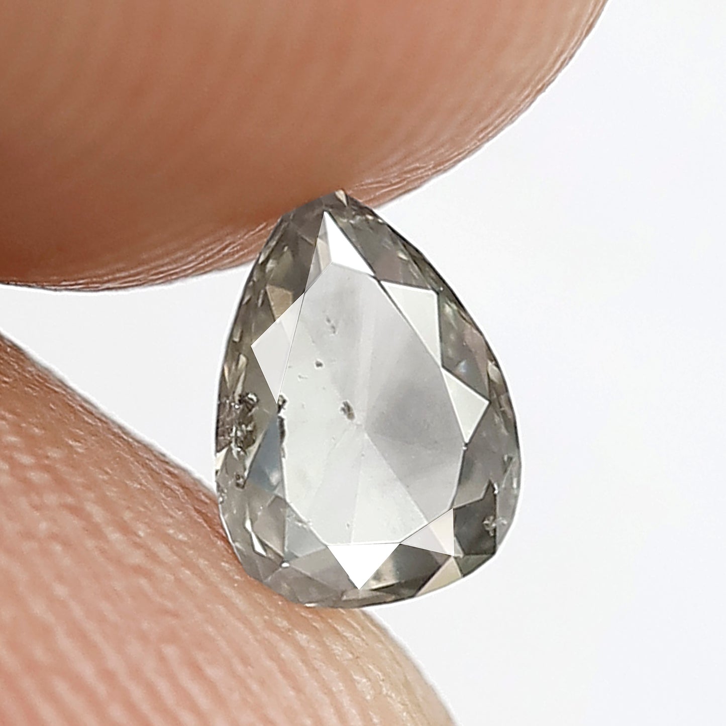 0.38 CT Pear Shape Diamond Natural Translucent Grey Black Color Diamond 5.8 x 4.2 x 2 MM Conflict Free Salt and Pepper Diamond Wedding Ring
