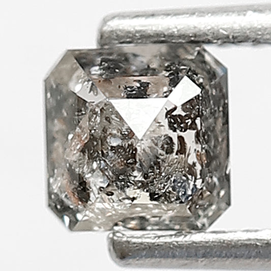 4.4 MM Loose Natural Perfect Asscher Shape Diamond 0.51 CT Grey Black Color Diamond Salt and Pepper Diamond For Proposal Ring