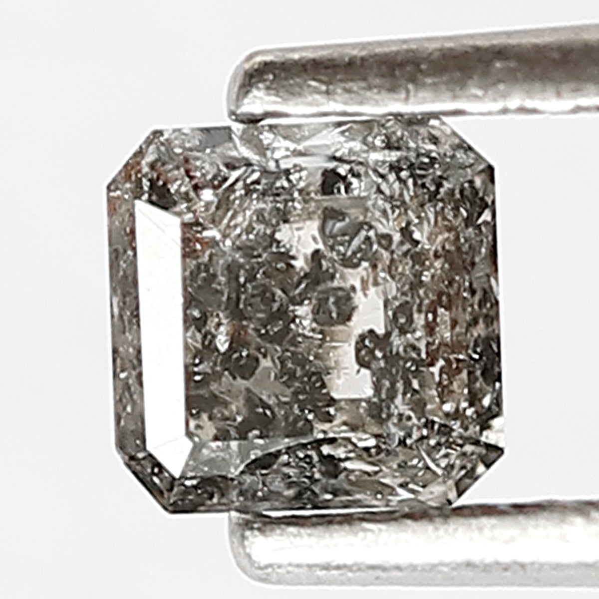 4.4 MM Loose Natural Perfect Asscher Shape Diamond 0.51 CT Grey Black Color Diamond Salt and Pepper Diamond For Proposal Ring