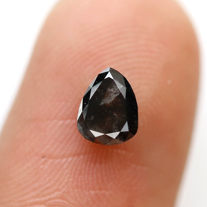 Pear Shape 0.63 CT Salt and Pepper Diamond, 6.20 x 5.00 mm Natural Ethical Loose Diamond for Unique Ring Design