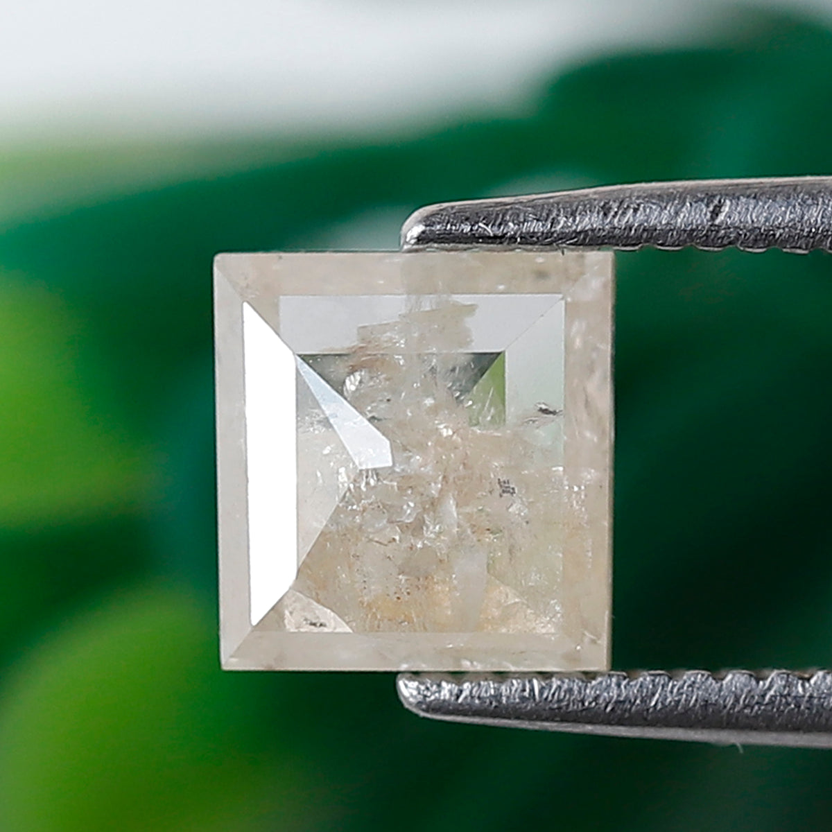 Natural Square Cut 1.35 CT Loose Diamond, 6.20 mm Misty White Salt and Pepper Diamond For Pendant and Ring