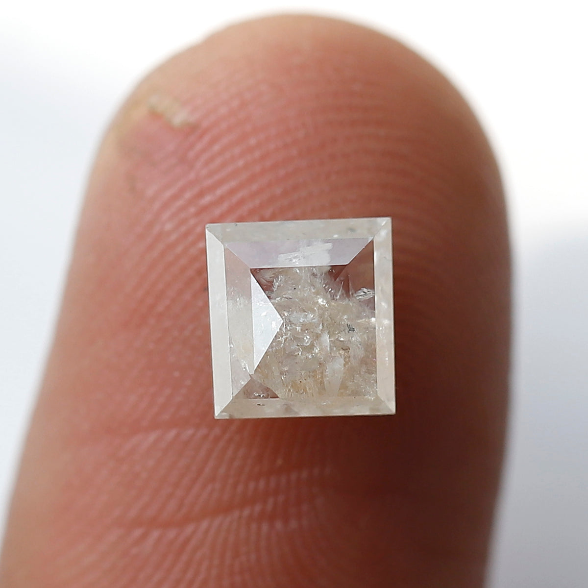 Natural Square Cut 1.35 CT Loose Diamond, 6.20 mm Misty White Salt and Pepper Diamond For Pendant and Ring