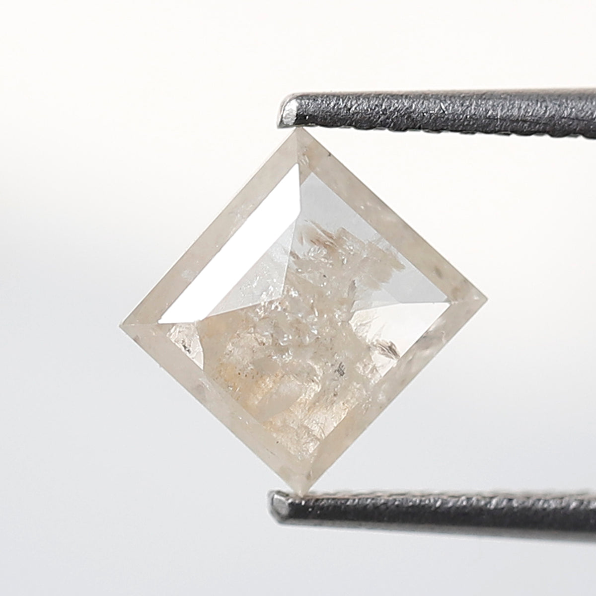 Natural Square Cut 1.35 CT Loose Diamond, 6.20 mm Misty White Salt and Pepper Diamond For Pendant and Ring
