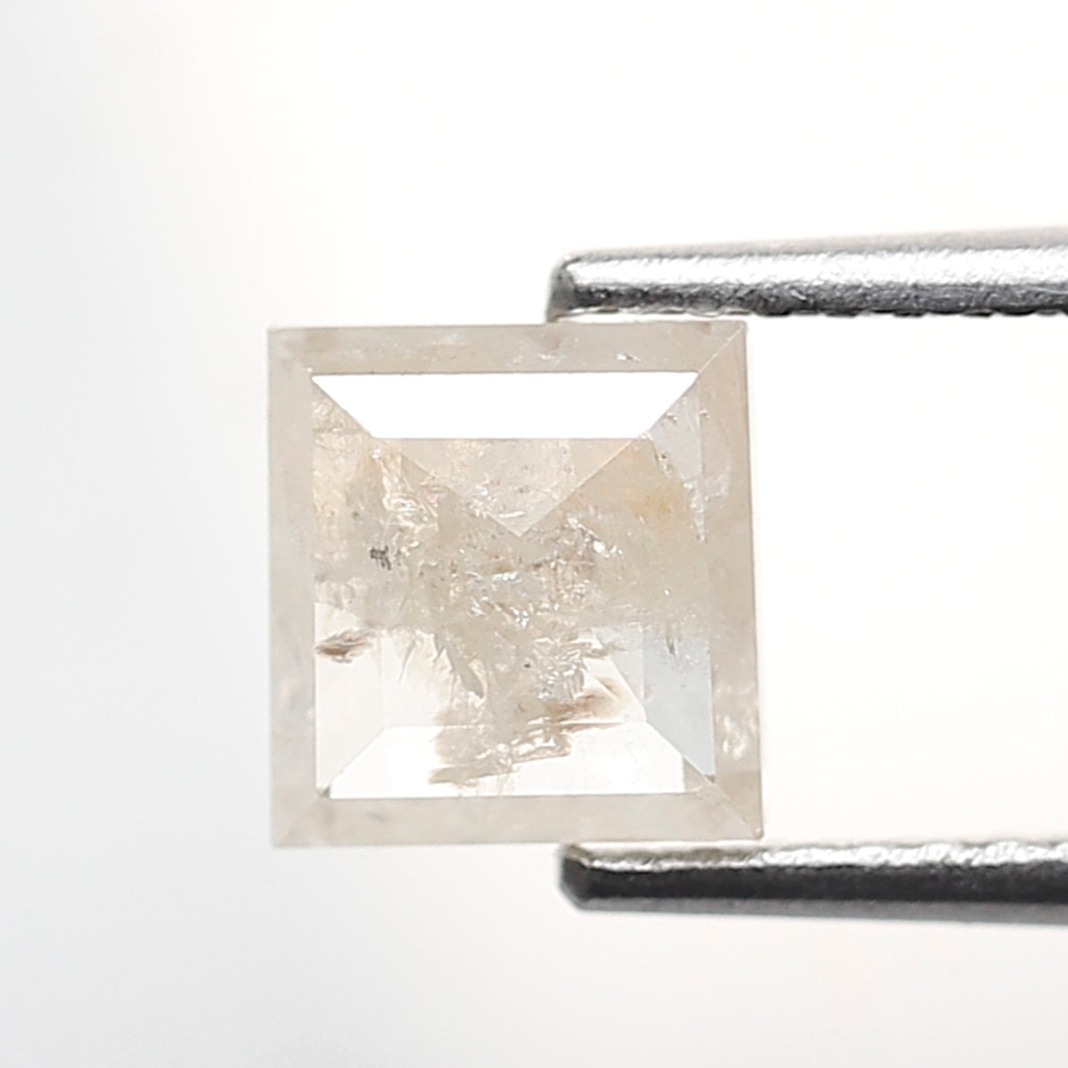 Natural Square Cut 1.35 CT Loose Diamond, 6.20 mm Misty White Salt and Pepper Diamond For Pendant and Ring