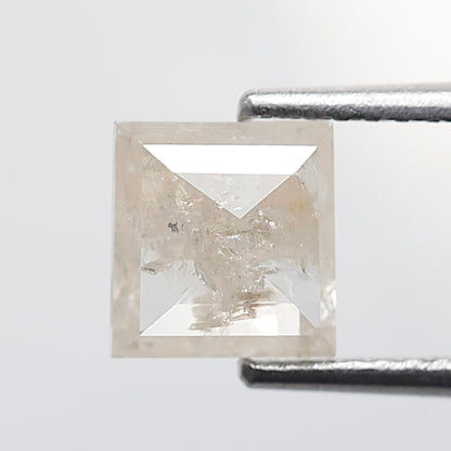 Natural Square Cut 1.35 CT Loose Diamond, 6.20 mm Misty White Salt and Pepper Diamond For Pendant and Ring