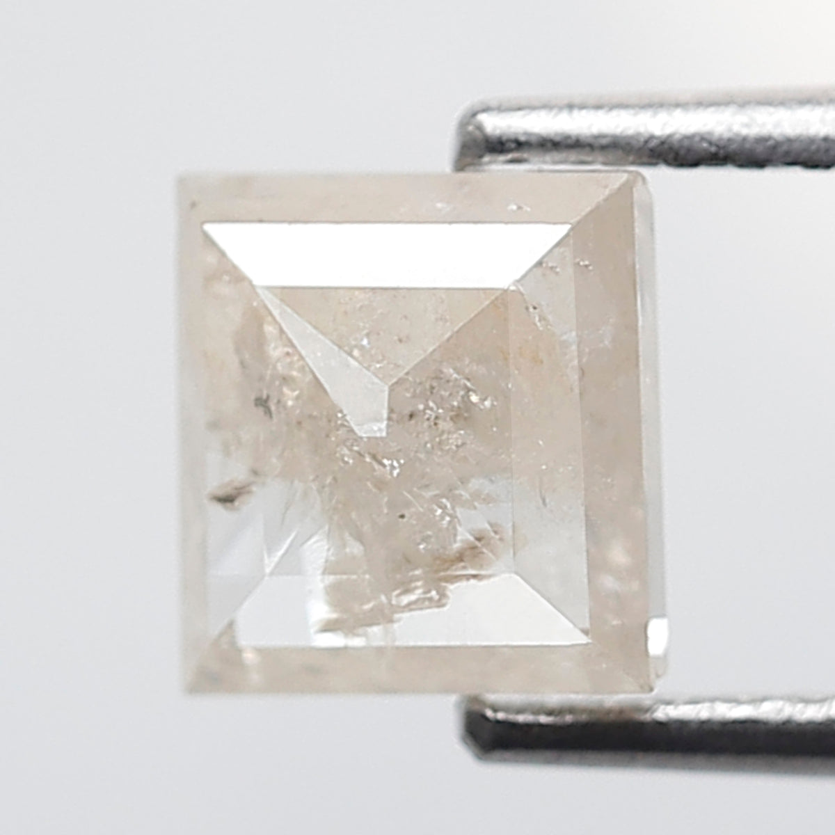 Natural Square Cut 1.35 CT Loose Diamond, 6.20 mm Misty White Salt and Pepper Diamond For Pendant and Ring