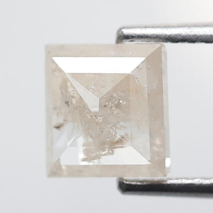 Natural Square Cut 1.35 CT Loose Diamond, 6.20 mm Misty White Salt and Pepper Diamond For Pendant and Ring
