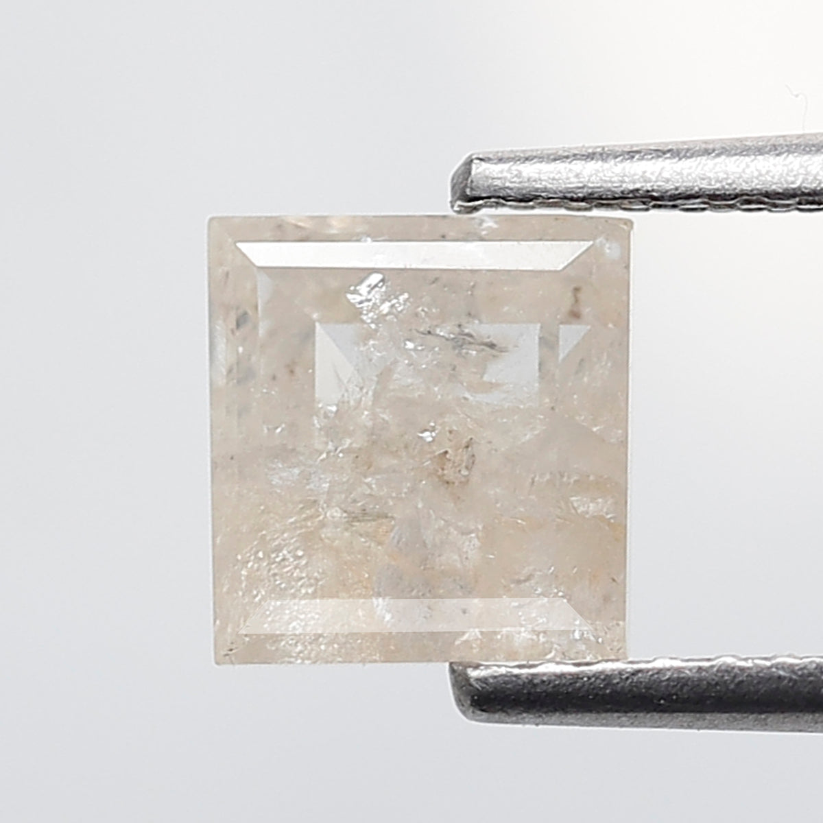 Natural Square Cut 1.35 CT Loose Diamond, 6.20 mm Misty White Salt and Pepper Diamond For Pendant and Ring