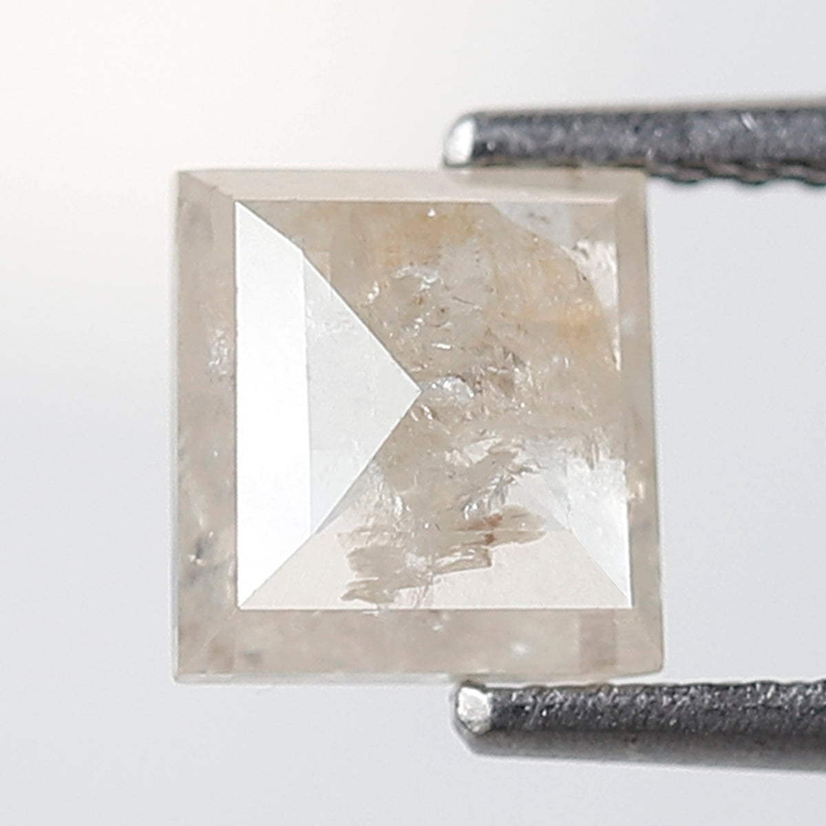 Natural Square Cut 1.35 CT Loose Diamond, 6.20 mm Misty White Salt and Pepper Diamond For Pendant and Ring