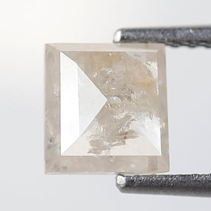 Natural Square Cut 1.35 CT Loose Diamond, 6.20 mm Misty White Salt and Pepper Diamond For Pendant and Ring