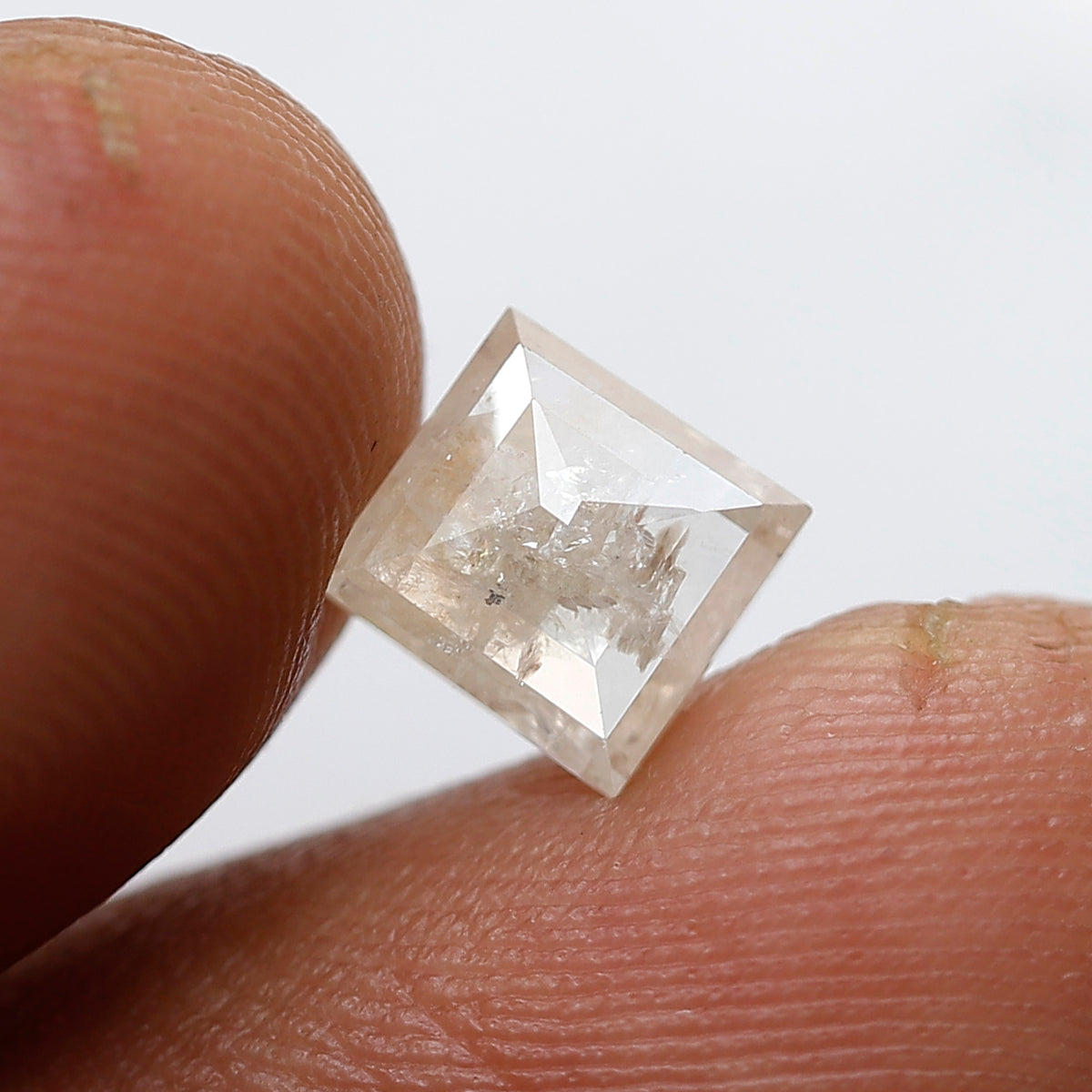 Natural Square Cut 1.35 CT Loose Diamond, 6.20 mm Misty White Salt and Pepper Diamond For Pendant and Ring