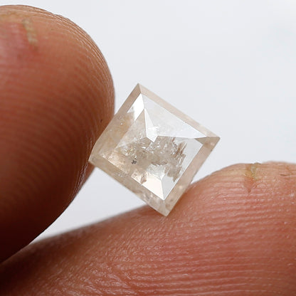 Natural Square Cut 1.35 CT Loose Diamond, 6.20 mm Misty White Salt and Pepper Diamond For Pendant and Ring