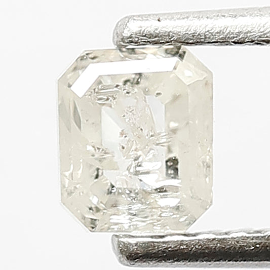 0.52 CT Fancy White Color Diamond 4.7 x 3.9 x 2.7 MM Emerald Shape Diamond Loose Natural Salt and Pepper Diamond For Custom Made Jewelry