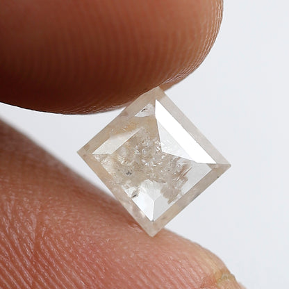 Natural Square Cut 1.35 CT Loose Diamond, 6.20 mm Misty White Salt and Pepper Diamond For Pendant and Ring