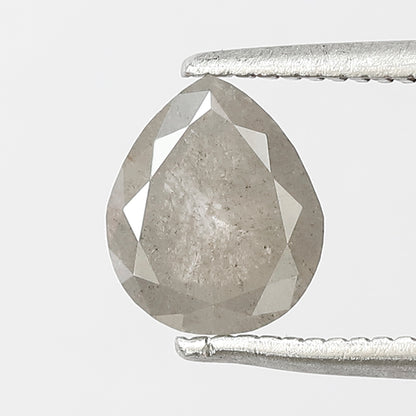 0.99 CT Pear shape salt and pepper diamond 7 mm misty grey color loose natural diamond for wedding ring