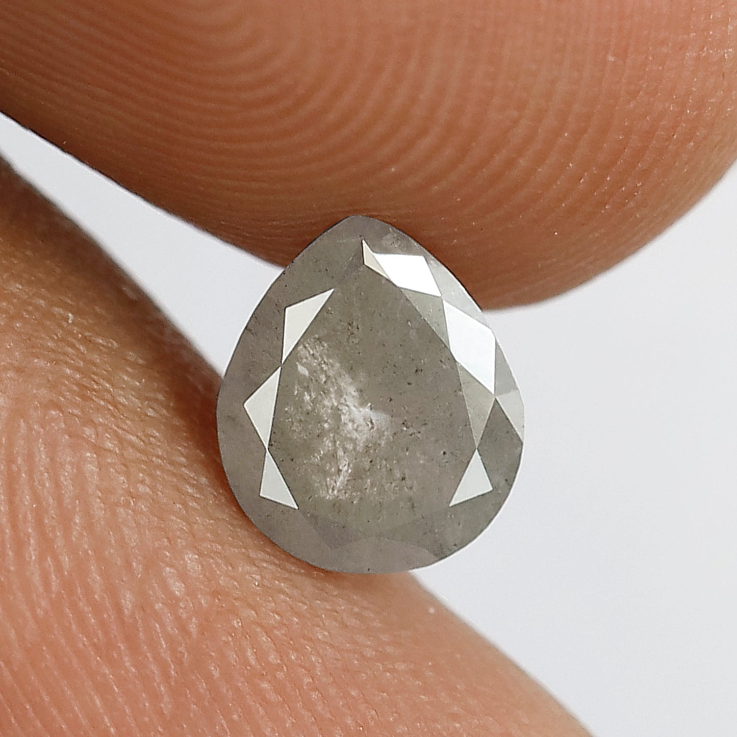 0.99 CT Pear shape salt and pepper diamond 7 mm misty grey color loose natural diamond for wedding ring