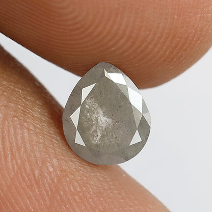 0.99 CT Pear shape salt and pepper diamond 7 mm misty grey color loose natural diamond for wedding ring