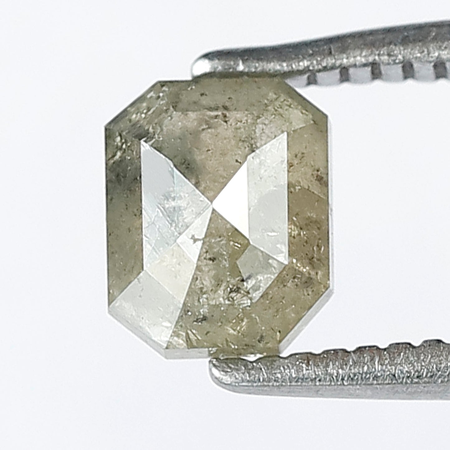 0.63 CT Emerald Shape Salt and Pepper Diamond in Natural Grayish Green Color