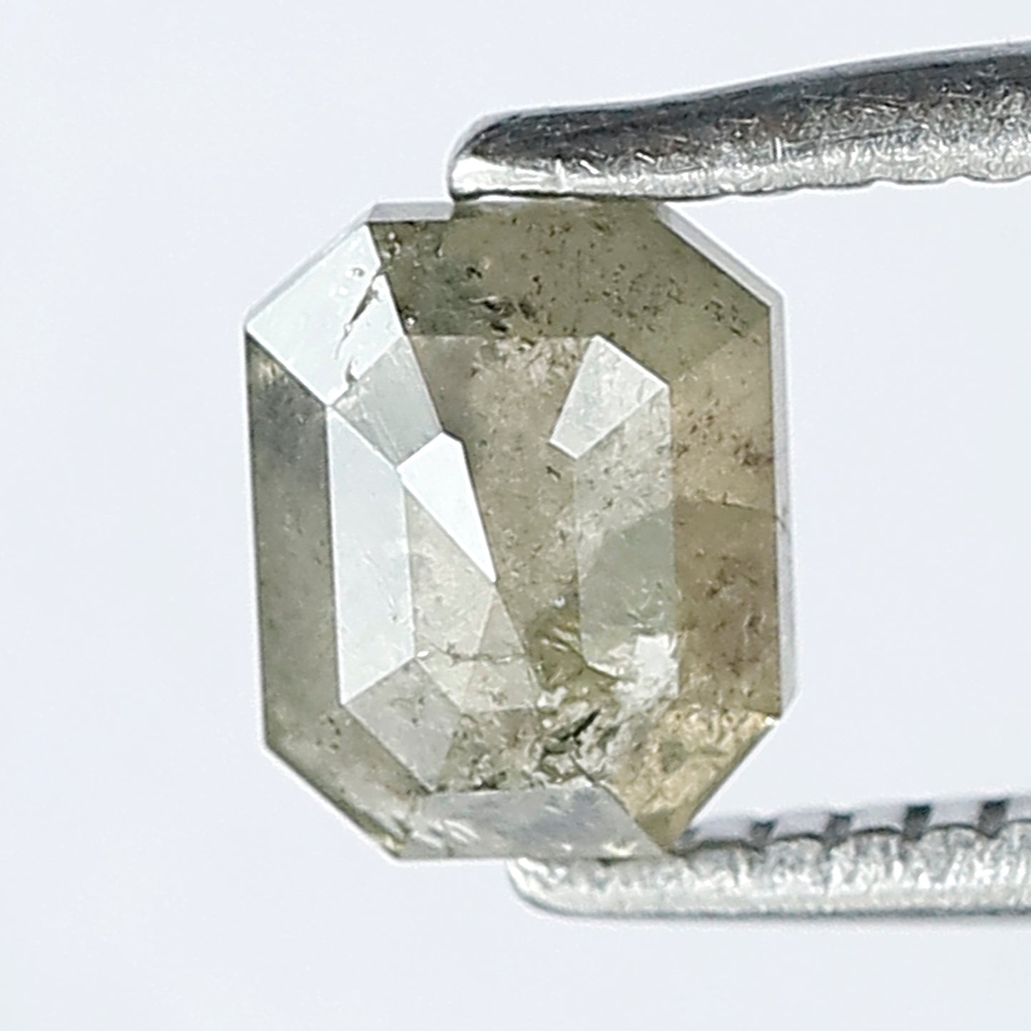 0.63 CT Emerald Shape Salt and Pepper Diamond in Natural Grayish Green Color