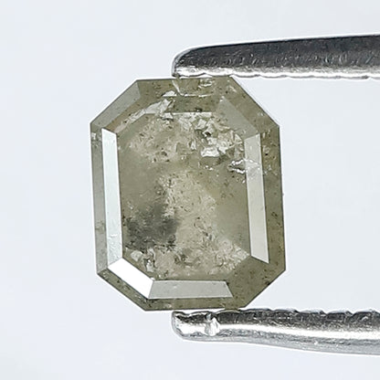 0.63 CT Emerald Shape Salt and Pepper Diamond in Natural Grayish Green Color
