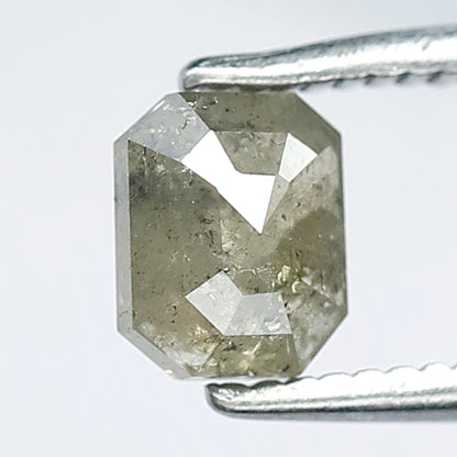 0.63 CT Emerald Shape Salt and Pepper Diamond in Natural Grayish Green Color