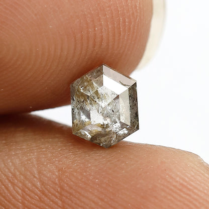 0.85 CT hexagon shape natural loose diamond 6 mm grey-black color salt and pepper diamond proposal ring