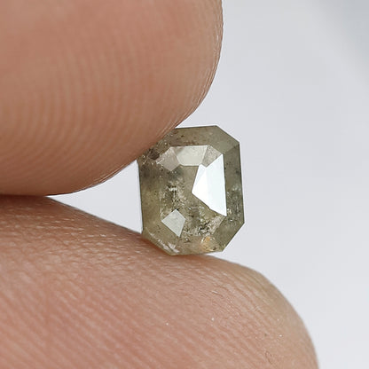 0.63 CT Emerald Shape Salt and Pepper Diamond in Natural Grayish Green Color