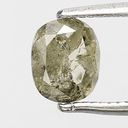 0.88 CT Oval Shape Salt and Pepper Diamond 6 MM Natural Loose translucent green Color Diamond for wedding ring