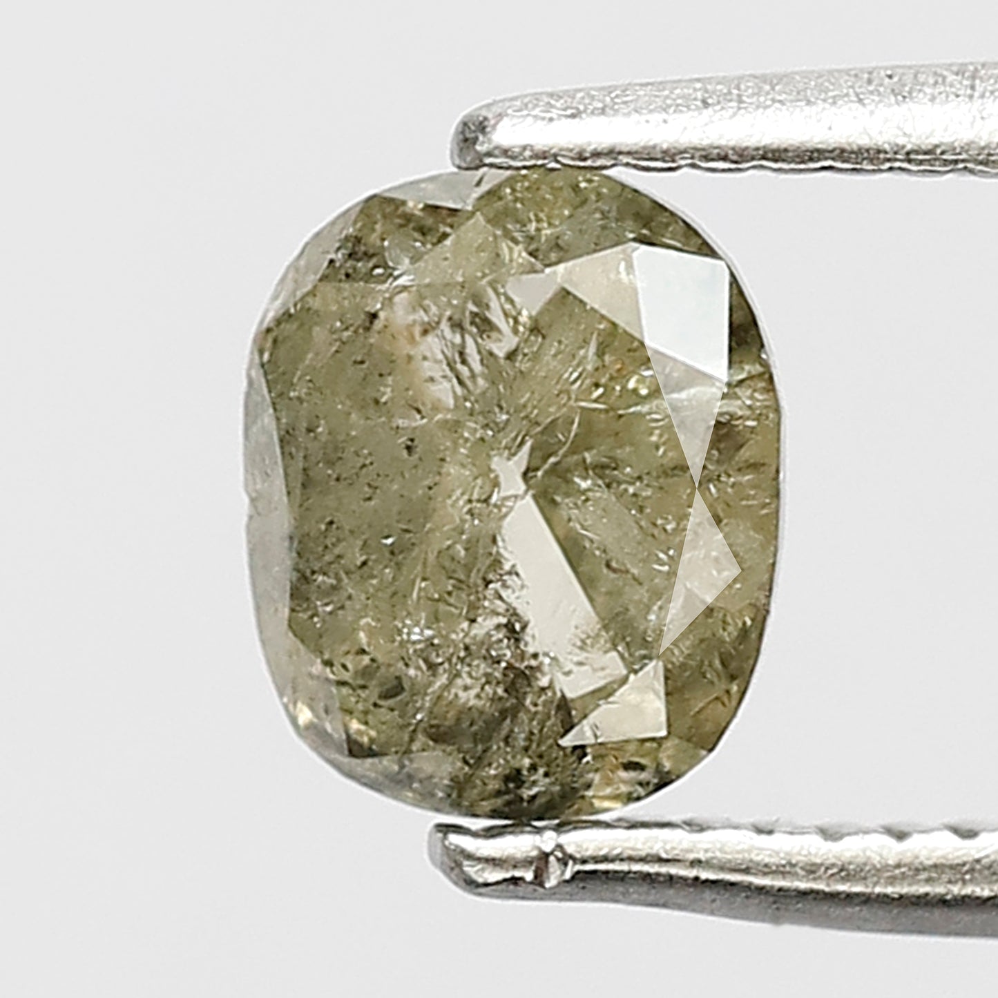 0.88 CT Oval Shape Salt and Pepper Diamond 6 MM Natural Loose translucent green Color Diamond for wedding ring